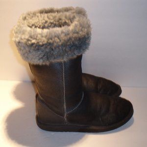 UGG Classic Tall Metallic Gray Leather Boots Sz. 9